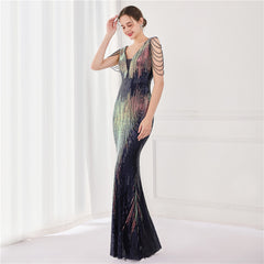 Sequined Fishtail Maxi Dress