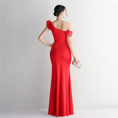 One-Shoulder Ruffle Maxi Dress