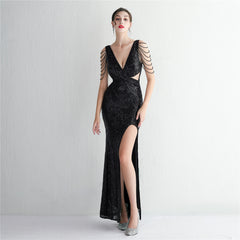 Sequined Fishtail Maxi Dress