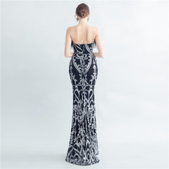 Ostrich Feather Strapless Maxi Dress