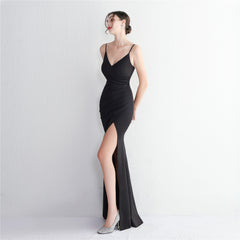 V-Neck Split Fishtail Maxi Dress