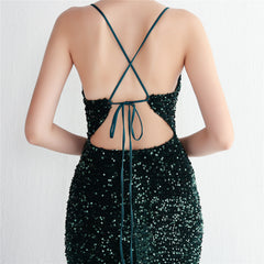 Sequined V-Neck Maxi Dress