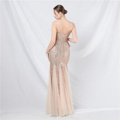 Ostrich Feather Sequined Maxi Dress