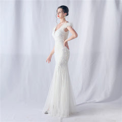 Ostrich Feather Sequined Maxi Dress