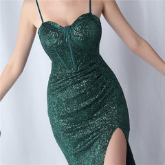 Sequined Side-Slit Maxi Dress