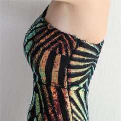 Sequined One-Shoulder Maxi Dress