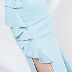 Asymmetric Split Bow Maxi Dress