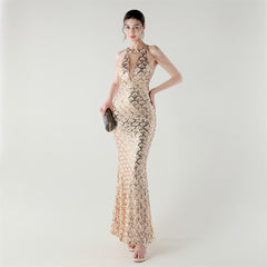 Sequined Fishtail Maxi Dress