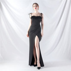 Strapless Slit Maxi Dress