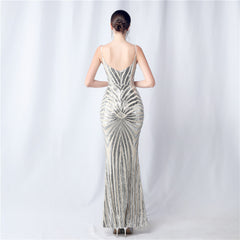 Elegant Sequin V-Neck Maxi Dress