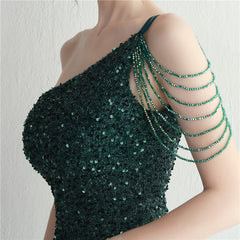 One-Shoulder Sequined Split Maxi Dress