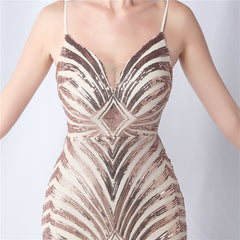 Elegant Sequin V-Neck Maxi Dress