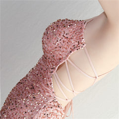 Lace-Up Sequin Split Maxi Dress