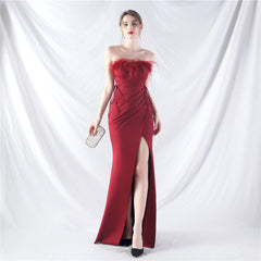 Strapless Slit Maxi Dress