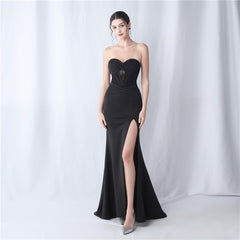 Strapless Boned Split Maxi Dress