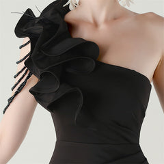 One-Shoulder Beaded Maxi Dress