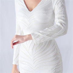 Sequined V-Neck Maxi Dress