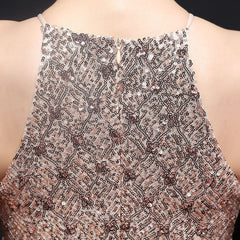 Sequined Halter Fishtail Maxi Dress