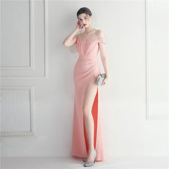 Off-Shoulder Split Maxi Dress