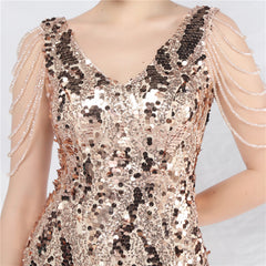 Sequined V-Neck Bodycon Dress