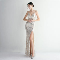 Sequined Fishtail Maxi Dress