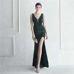 Sequined Beaded Maxi Dress