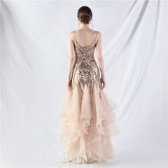 Floral Sequin Mesh Maxi Dress