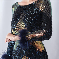 Sequin Long-Sleeve Bodycon Dress