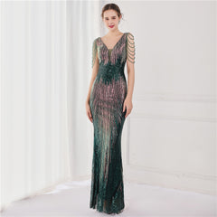 Sequined Fishtail Maxi Dress