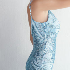 V-Neck Sequin Lace Maxi Dress