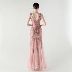 Backless Sequined Fishtail Maxi Dress