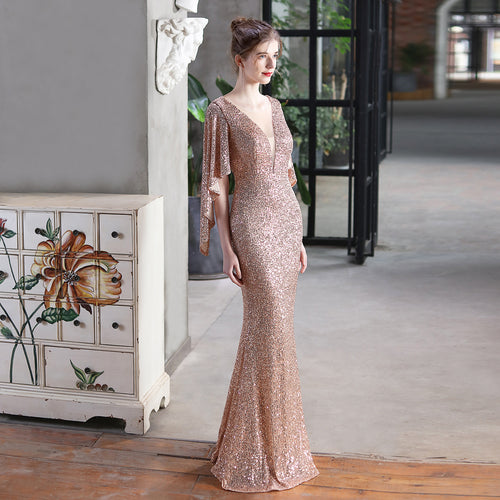 Angel Wings Sequined Fishtail Dress