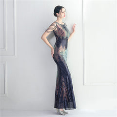 Sequined Fishtail Maxi Dress