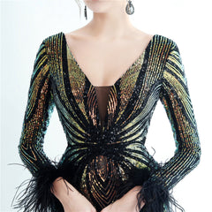 Sequin Feather Maxi Dress