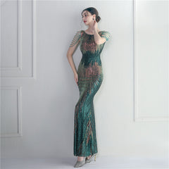 Sequined Fishtail Maxi Dress