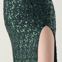 Sequined Spaghetti-Strap Maxi Dress