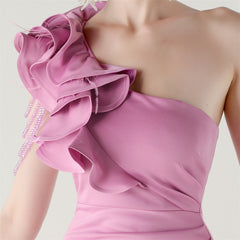 One-Shoulder Beaded Maxi Dress