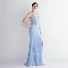 Sequined V-Neck Maxi Dress