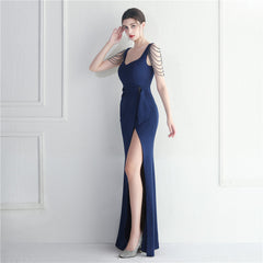 Beaded Fringe Split Maxi Dress