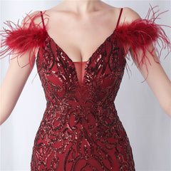 Ostrich Feather Sequined Maxi Dress