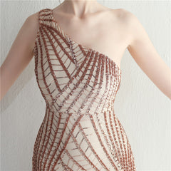 One-Shoulder Sequin Maxi Dress