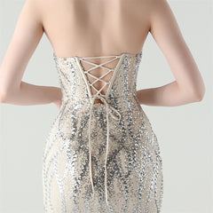 Sequined Heart-Collar Maxi Dress