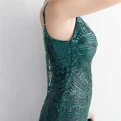 V-Neck Sequined Beaded Maxi Dress