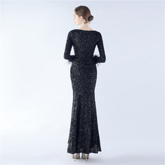 Ostrich Feather Sequined Maxi Dress