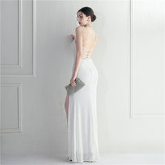 Crisscross Backless Sequined Maxi Dress