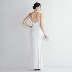 Sequin Beaded Fishtail Maxi Dress