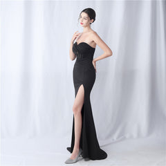 Strapless Boned Split Maxi Dress