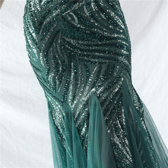 Strapless Sequined Beaded Maxi Dress