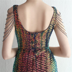 Sequined V-Neck Fishtail Maxi Dress