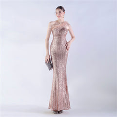 One-Shoulder Sequin Maxi Dress